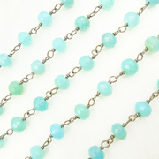 Blue Chalcedony Round Shape Oxidized Wire Chain.